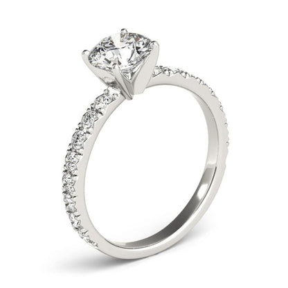 14k White Gold Single Row Shank Round Diamond Engagement Ring (1 1/3 cttw) | Richard