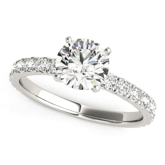 14k White Gold Single Row Shank Round Diamond Engagement Ring (1 1/3 cttw) | Richard