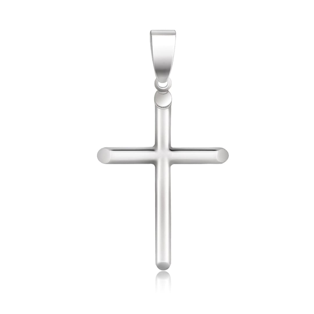 14k White Gold Slim Cross with Tapered Ends Pendant | Richard Cannon Jewelry