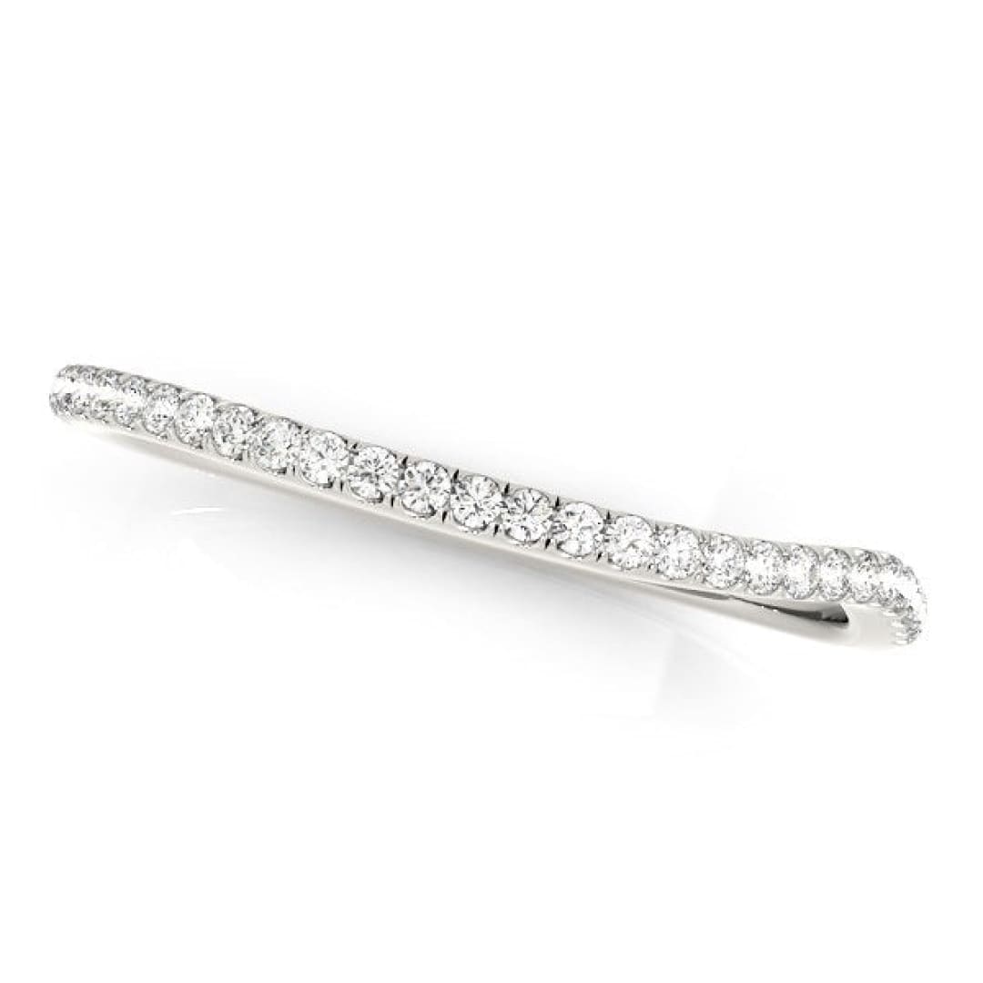 14k White Gold Slim Curved Diamond Wedding Ring (1/10 cttw) | Richard Cannon Jewelry