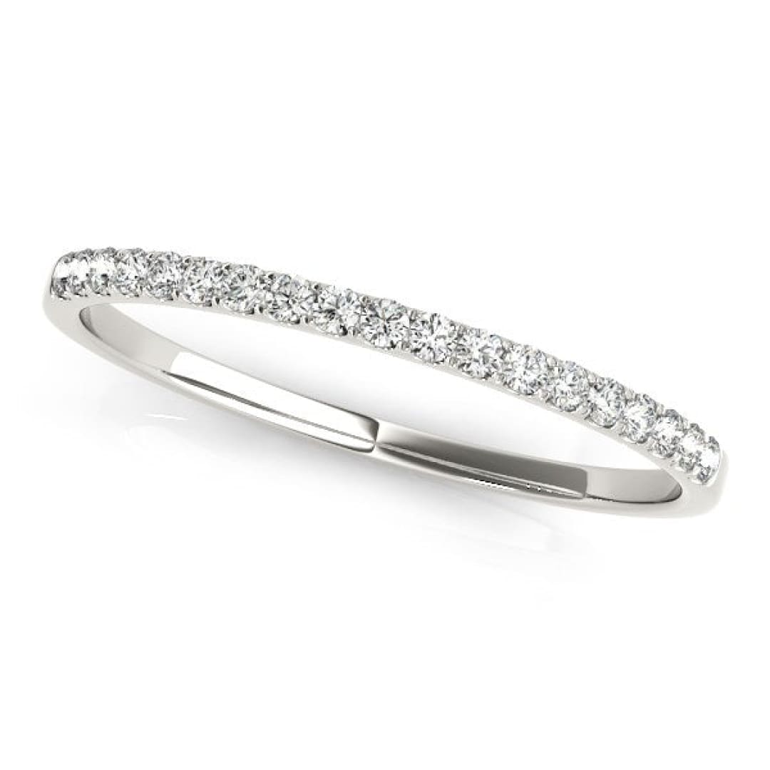 14k White Gold Slim Pave Set Diamond Wedding Band (1/8 cttw) | Richard Cannon Jewelry