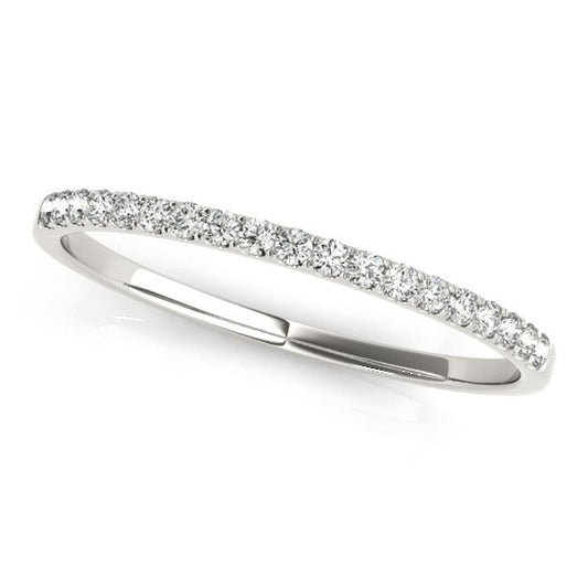 14k White Gold Slim Pave Set Diamond Wedding Band (1/8 cttw) | Richard Cannon Jewelry