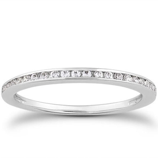 14k White Gold Slim Profile Diamond Channel Set Wedding Ring Band | Richard Cannon Jewelry