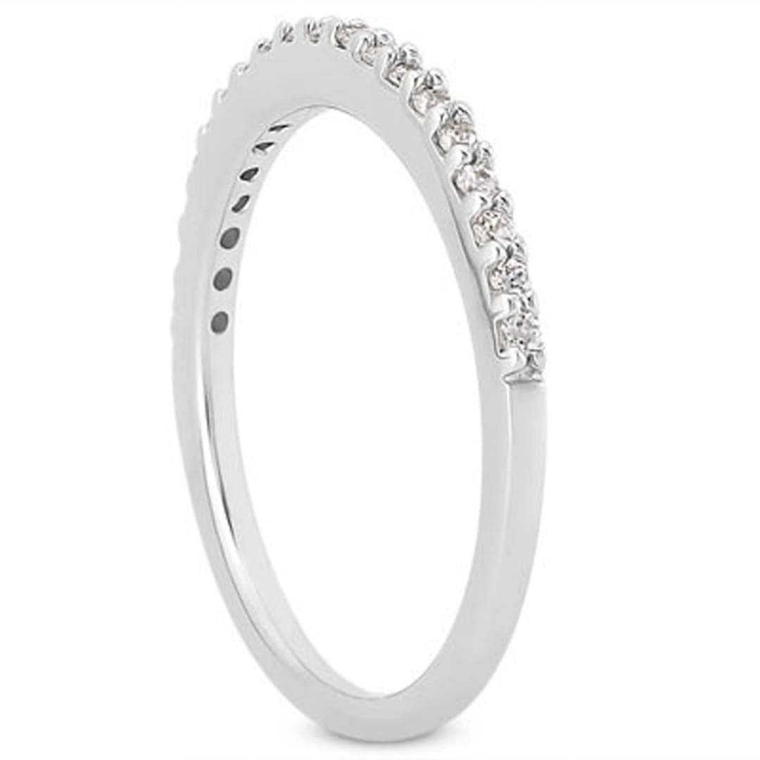 14k White Gold Slim Profile Diamond Micro Prong Diamond Wedding Ring Band | Richard