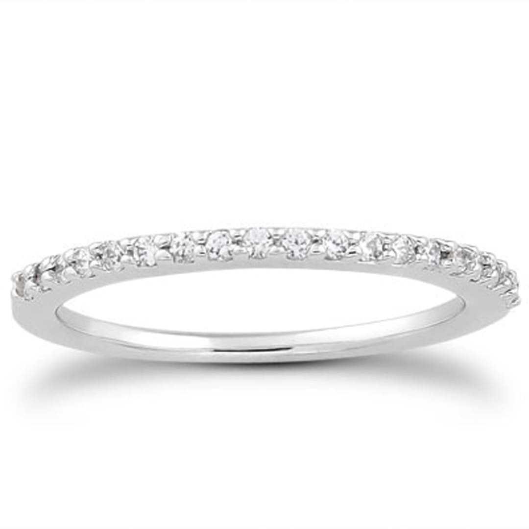 14k White Gold Slim Profile Diamond Micro Prong Diamond Wedding Ring Band | Richard