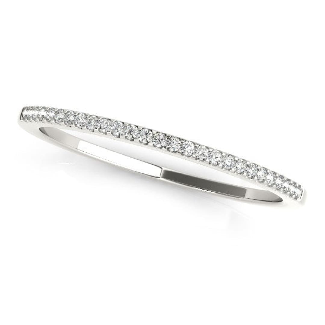 14k White Gold Slim Round Pave Set Wedding Band (1/10 cttw) | Richard Cannon Jewelry