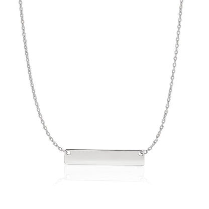 14k White Gold Smooth Flat Horizontal Bar Style Necklace | Richard Cannon Jewelry