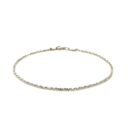 14k White Gold Solid Diamond Cut Rope Bracelet 1.5mm | Richard Cannon Jewelry