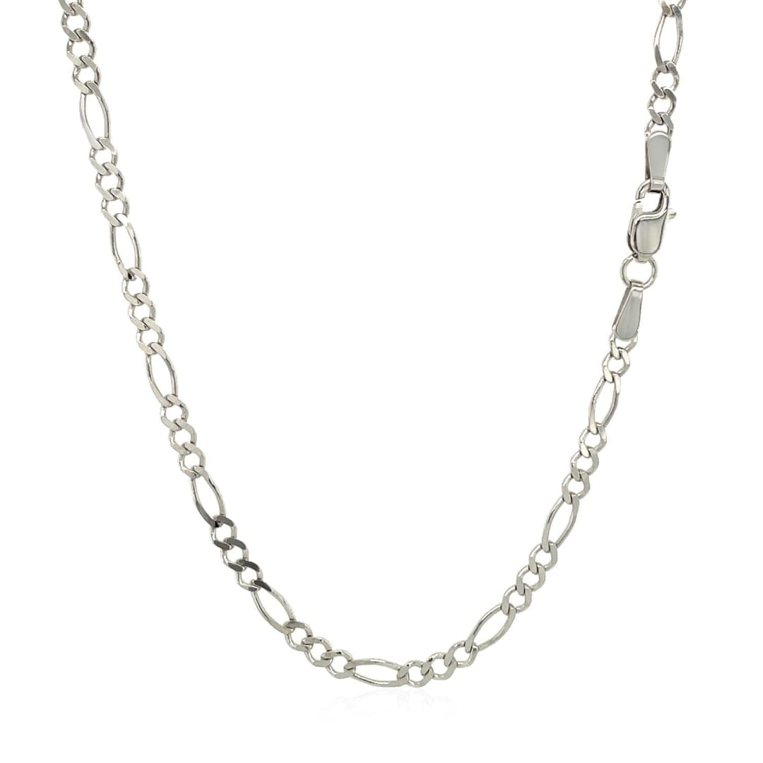 14k White Gold Solid Figaro Chain (2.60 mm) | Richard Cannon Jewelry