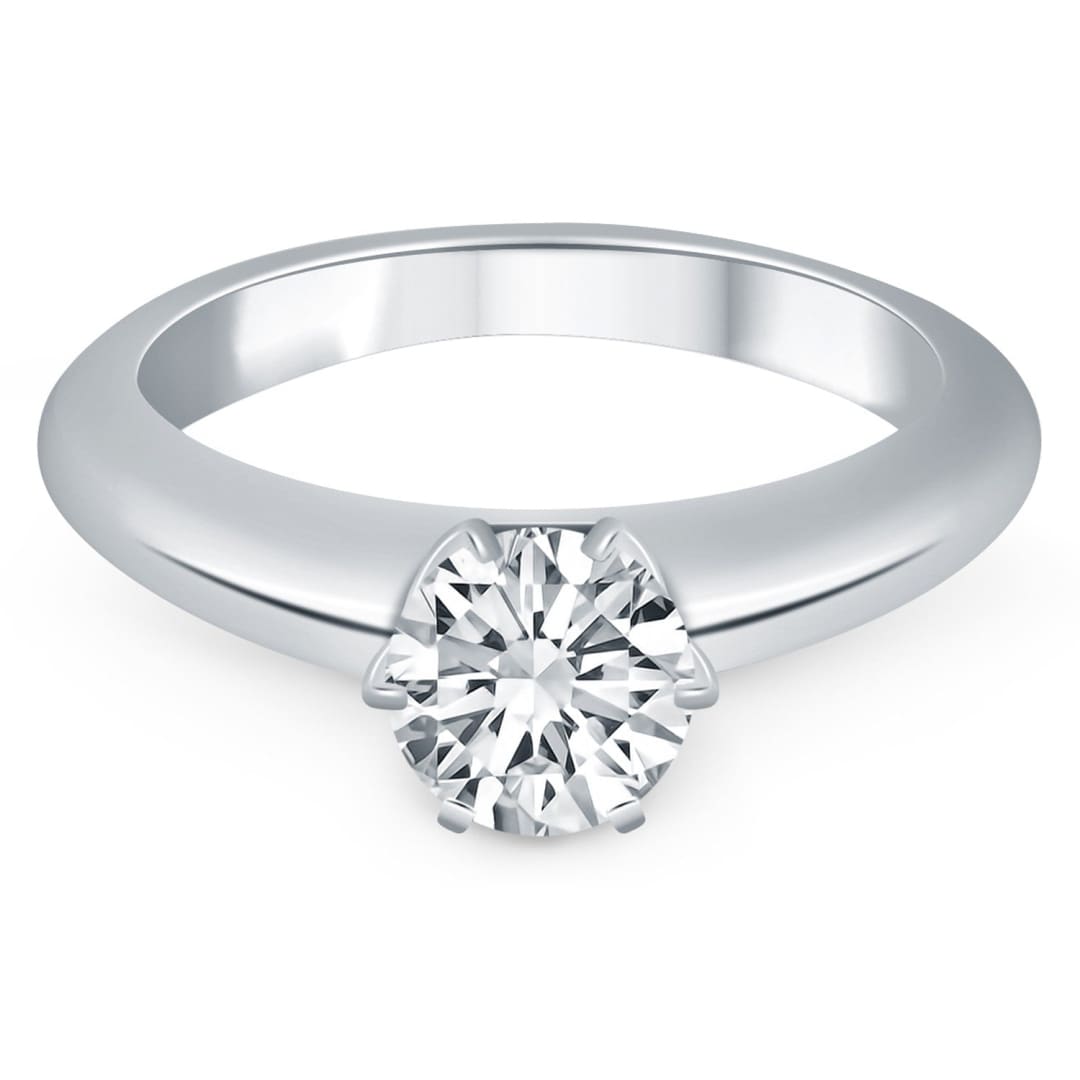 14k White Gold Solitaire Cathedral Engagement Ring | Richard Cannon Jewelry