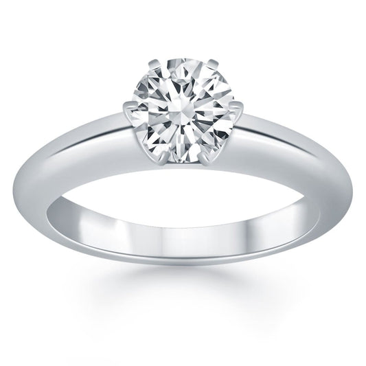 14k White Gold Solitaire Cathedral Engagement Ring | Richard Cannon Jewelry