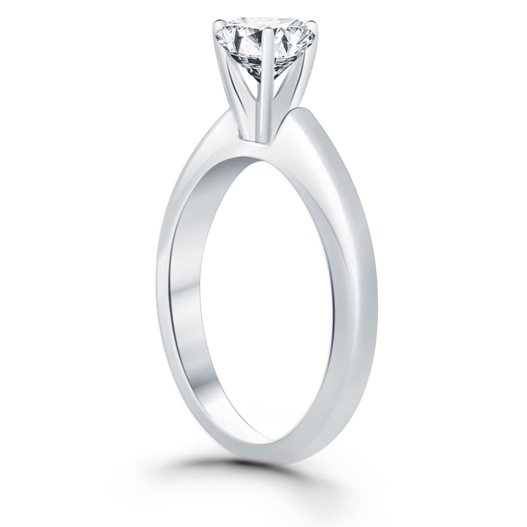 14k White Gold Solitaire Cathedral Engagement Ring | Richard Cannon Jewelry