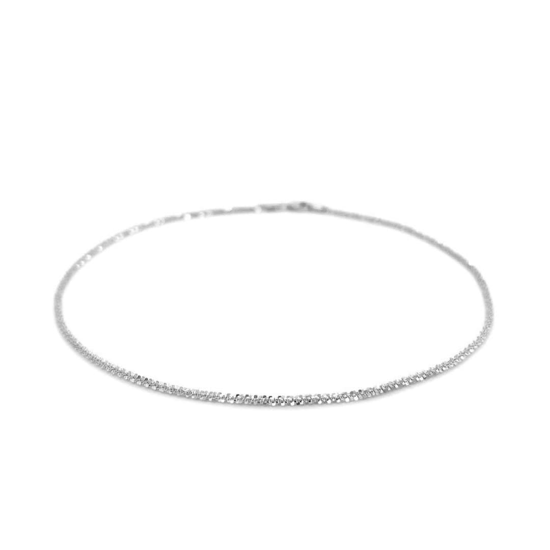 14k White Gold Sparkle Anklet 1.5mm | Richard Cannon Jewelry