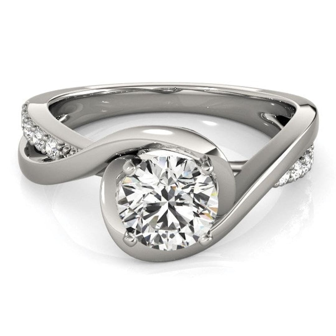 14k White Gold Split Band Round Bypass Diamond Engagement Ring (1 1/8 cttw) | Richard