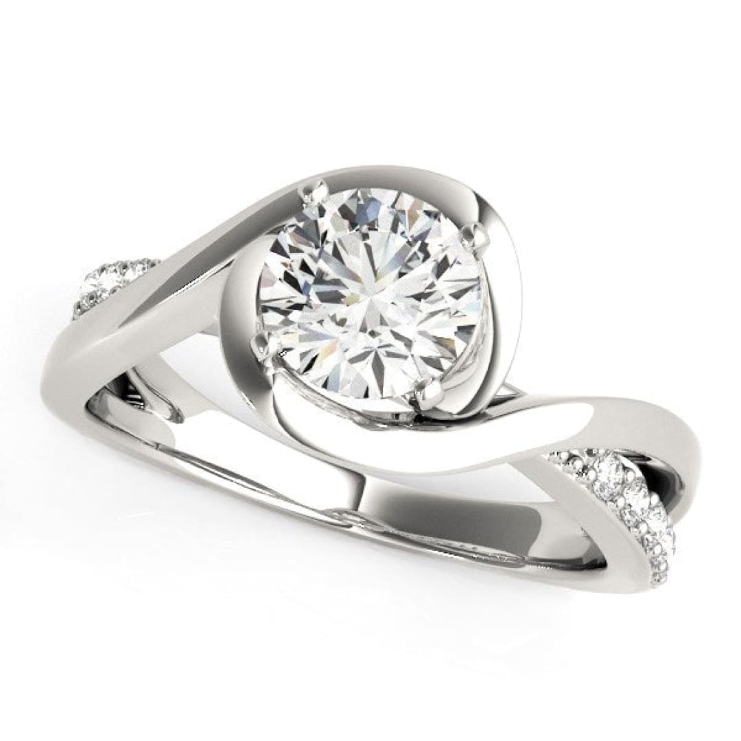 14k White Gold Split Band Round Bypass Diamond Engagement Ring (1 1/8 cttw) | Richard