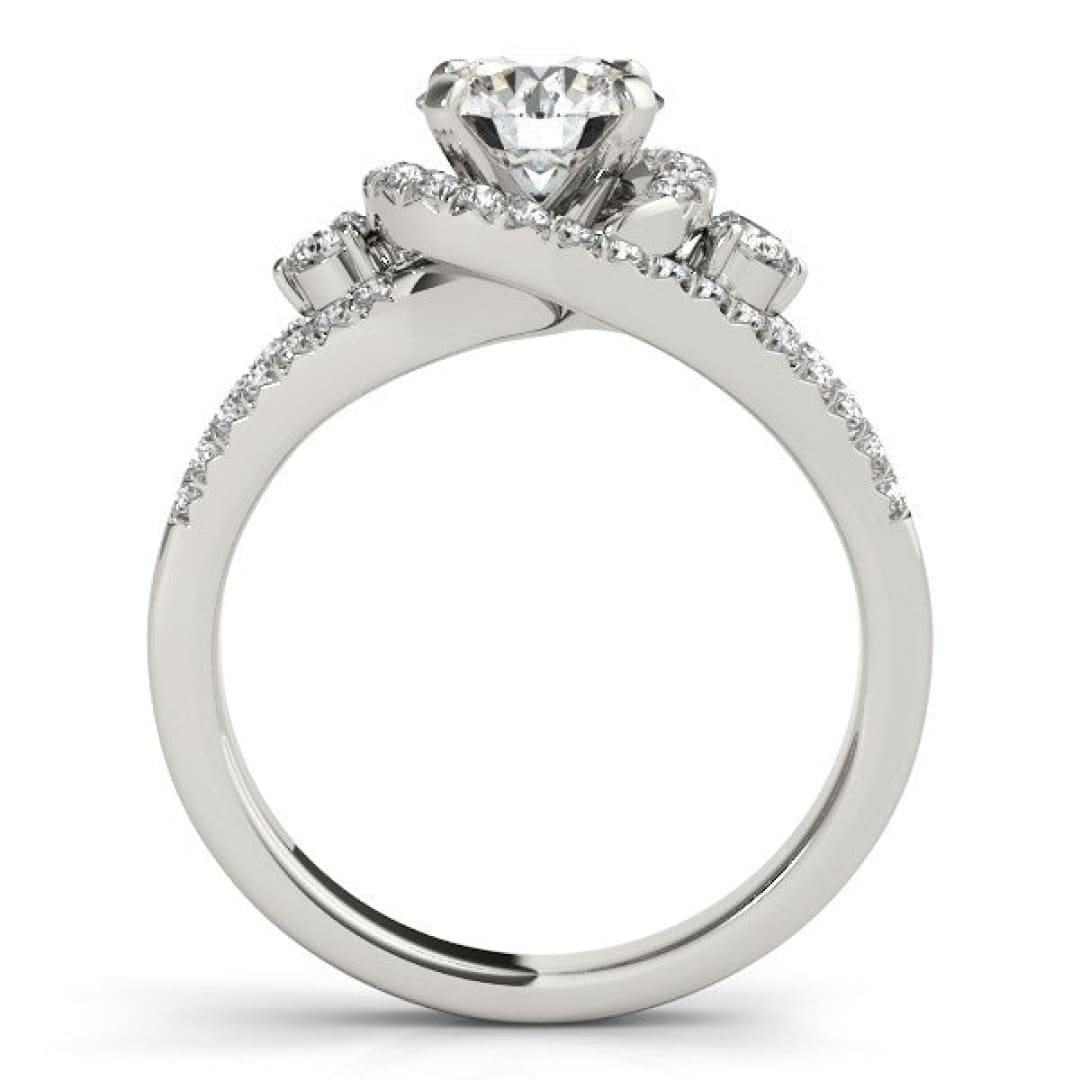 14k White Gold Split Shank Halo Bypass Diamond Engagement Ring (1 3/4 cttw) | Richard