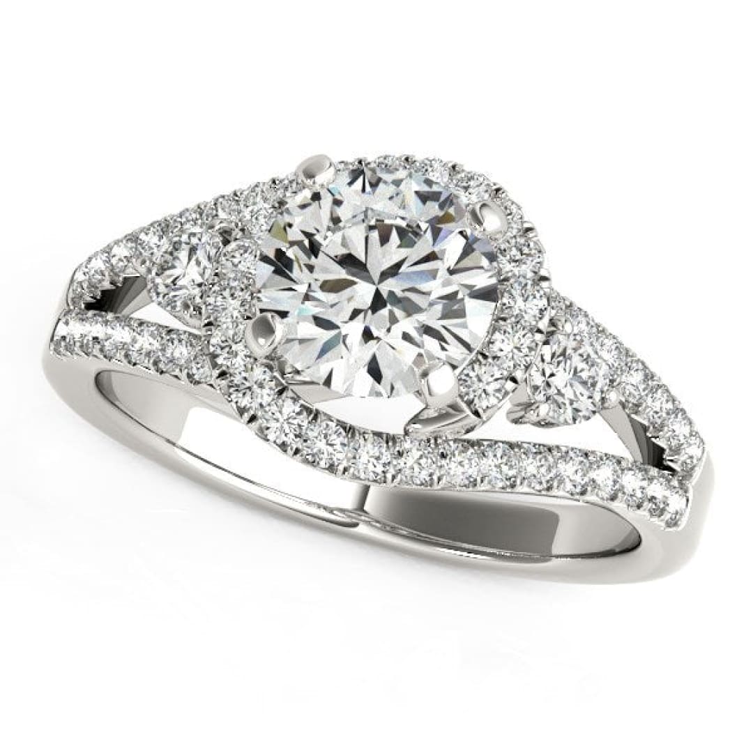 14k White Gold Split Shank Halo Bypass Diamond Engagement Ring (1 3/4 cttw) | Richard