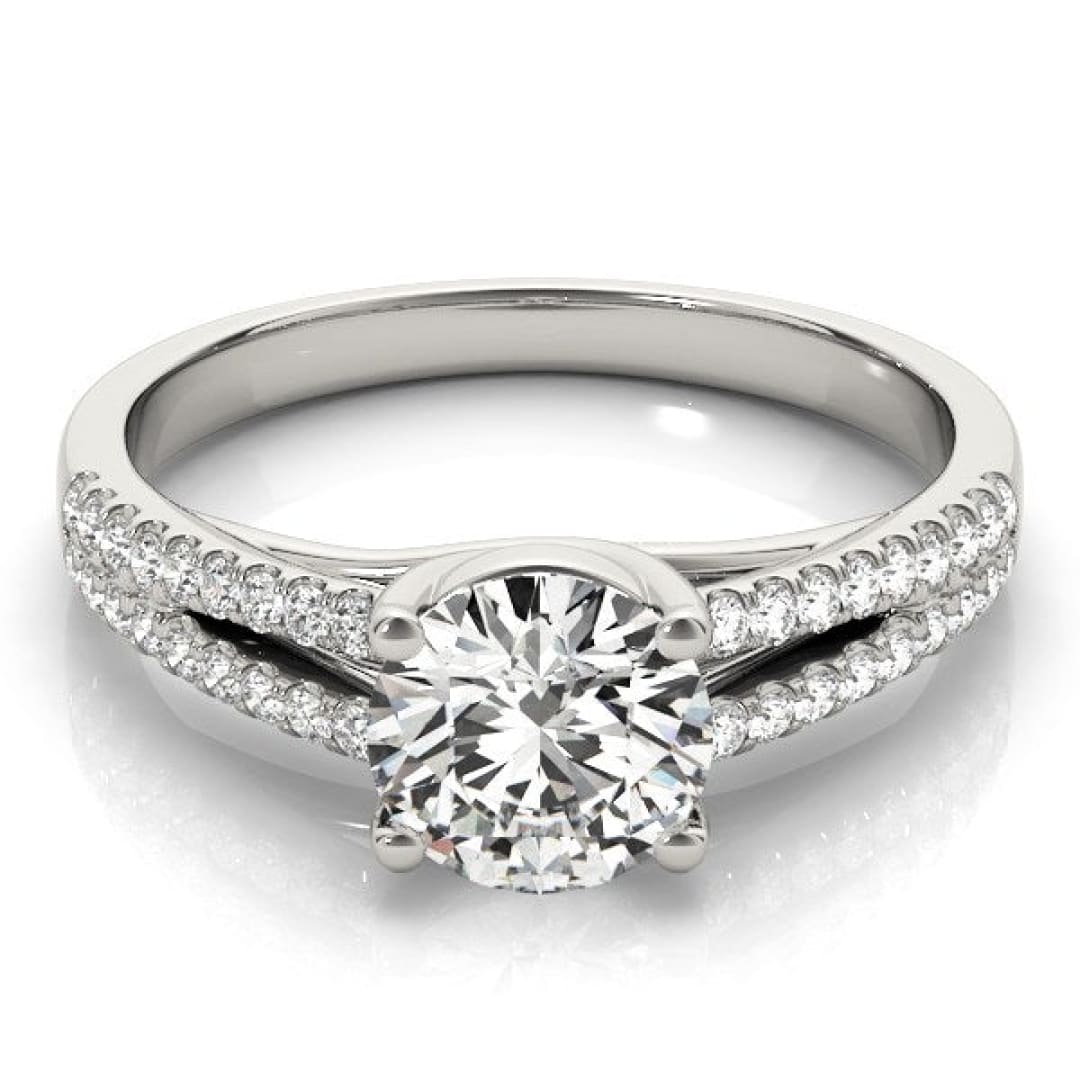 14k White Gold Split Shank Round Diamond Engagement Ring (1 1/8 cttw) | Richard Cannon