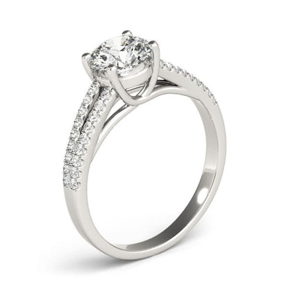 14k White Gold Split Shank Round Diamond Engagement Ring (1 1/8 cttw) | Richard Cannon