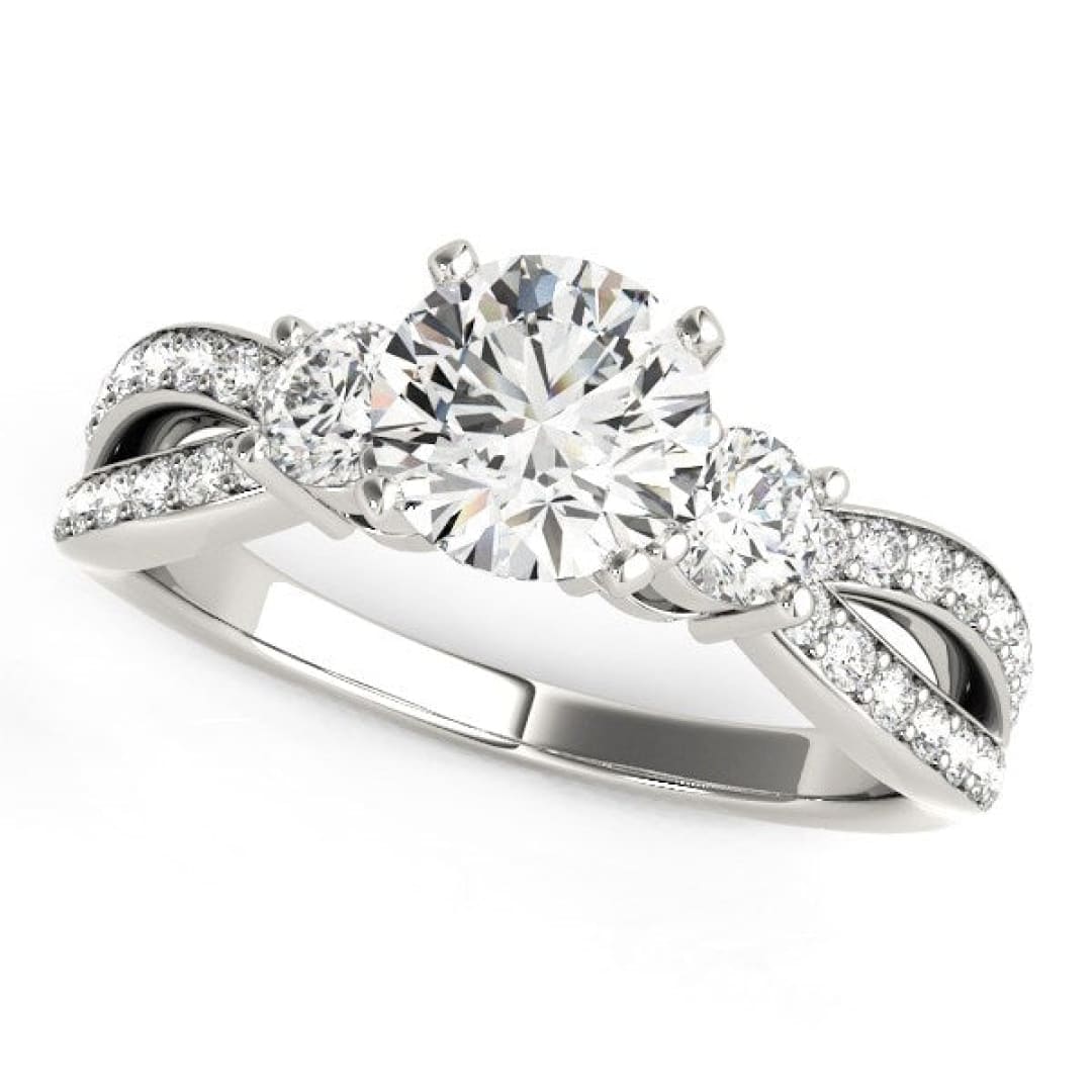 14k White Gold Split Shank Round Diamond Engagement Ring (1 5/8 cttw) | Richard Cannon