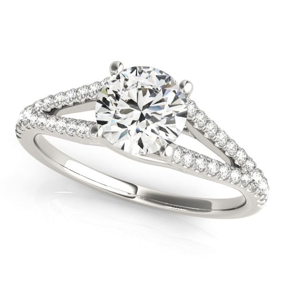 14k White Gold Split Shank Round Pronged Diamond Engagement Ring (1 1/8 cttw) | Richard