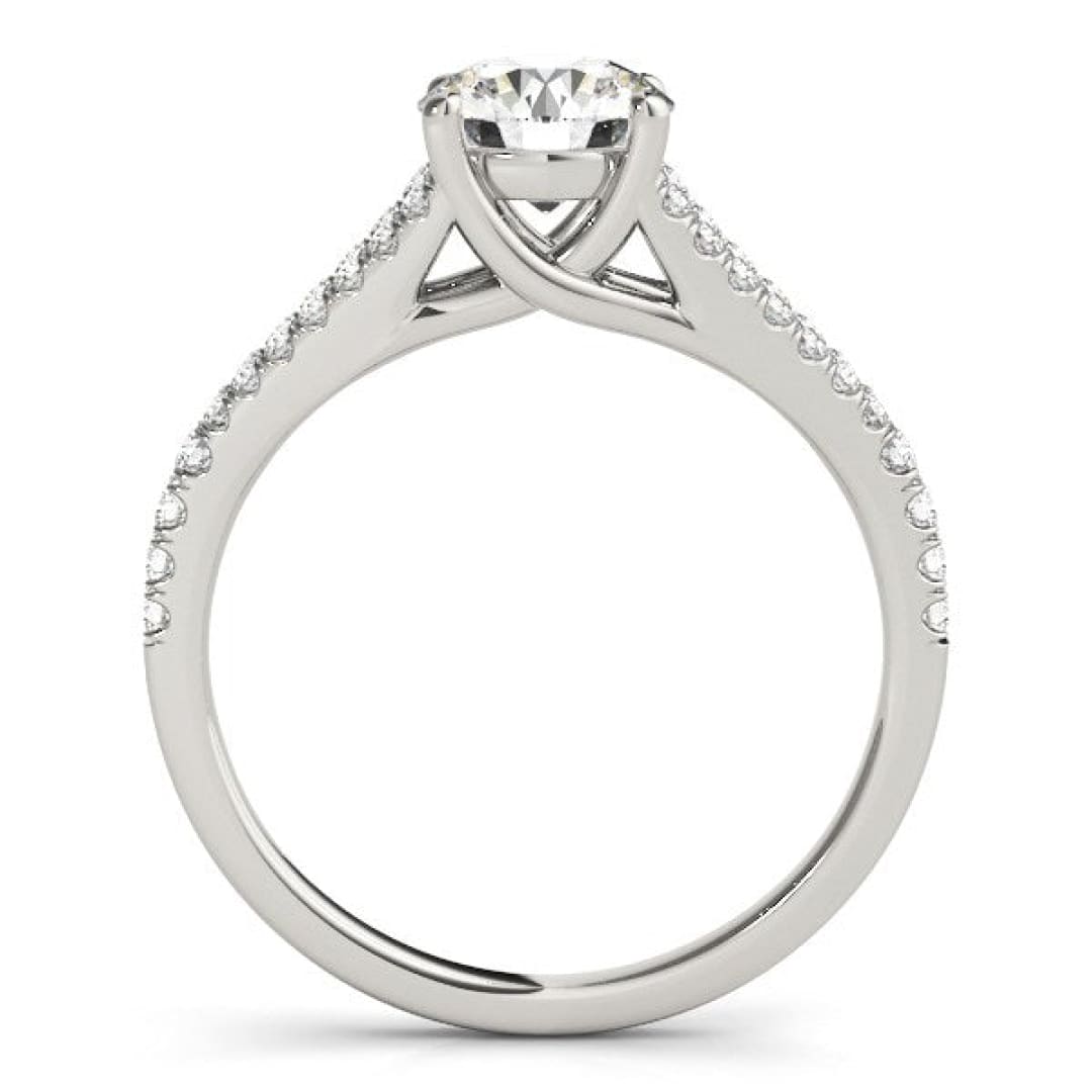 14k White Gold Split Shank Round Pronged Diamond Engagement Ring (1 1/8 cttw) | Richard