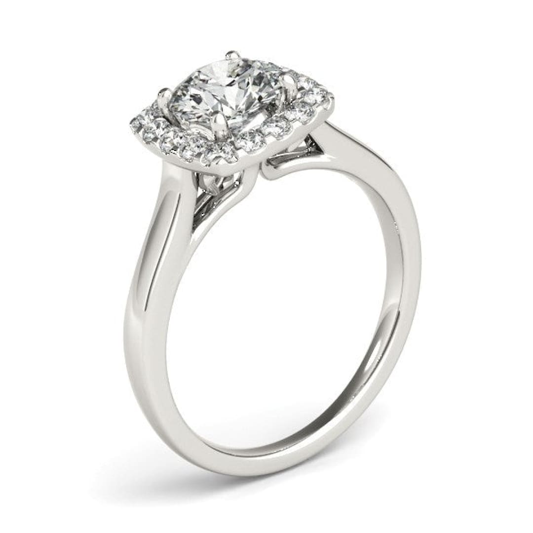 14k White Gold Square Shape Border Diamond Engagement Ring (1 1/3 cttw) | Richard Cannon