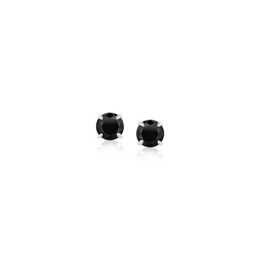 14k White Gold Stud Earrings with Black 4mm Cubic Zirconia | Richard Cannon Jewelry