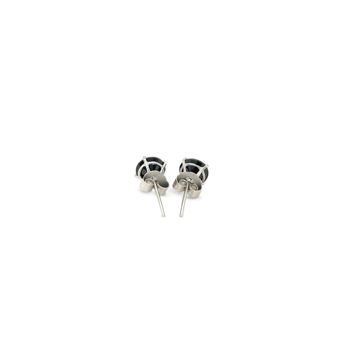 14k White Gold Stud Earrings with Black 5mm Faceted Cubic Zirconia | Richard Cannon