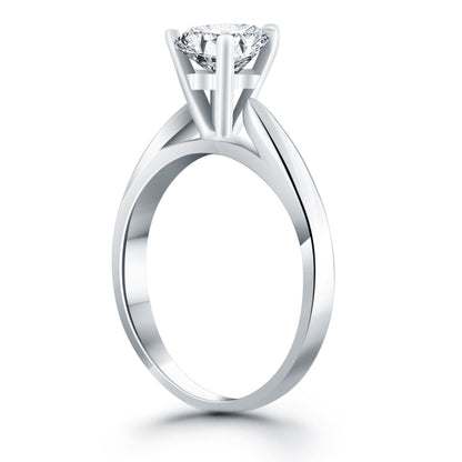 14k White Gold Tapered Cathedral Solitaire Engagement Ring | Richard Cannon Jewelry