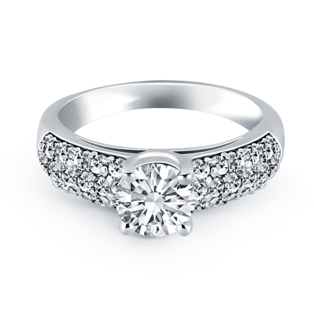 14k White Gold Tapered Pave Diamond Wide Band Engagement Ring | Richard Cannon Jewelry