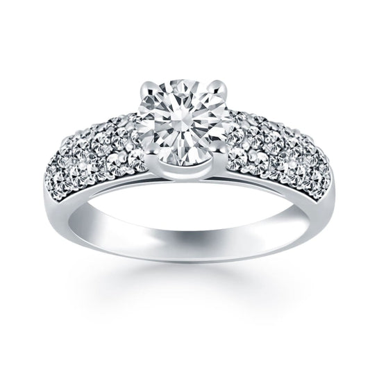 14k White Gold Tapered Pave Diamond Wide Band Engagement Ring | Richard Cannon Jewelry