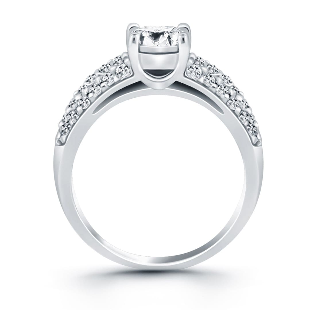 14k White Gold Tapered Pave Diamond Wide Band Engagement Ring | Richard Cannon Jewelry