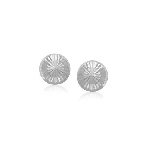 14k White Gold Textured Flat Style Stud Earrings | Richard Cannon Jewelry