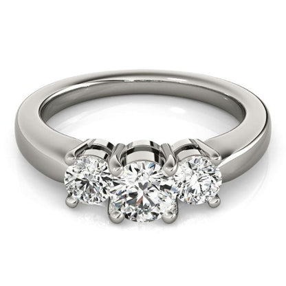 14k White Gold Timeless 3 Stone Round Diamond Engagement Ring (1 cttw) | Richard Cannon