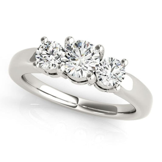 14k White Gold Timeless 3 Stone Round Diamond Engagement Ring (1 cttw) | Richard Cannon