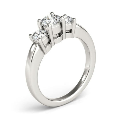 14k White Gold Timeless 3 Stone Round Diamond Engagement Ring (1 cttw) | Richard Cannon