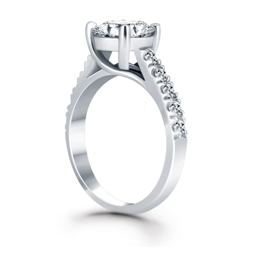 14k White Gold Trellis Diamond Engagement Ring | Richard Cannon Jewelry