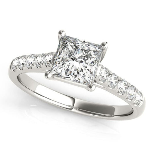 14k White Gold Trellis Set Princess Cut Diamond Engagement Ring (1 1/4 cttw) | Richard