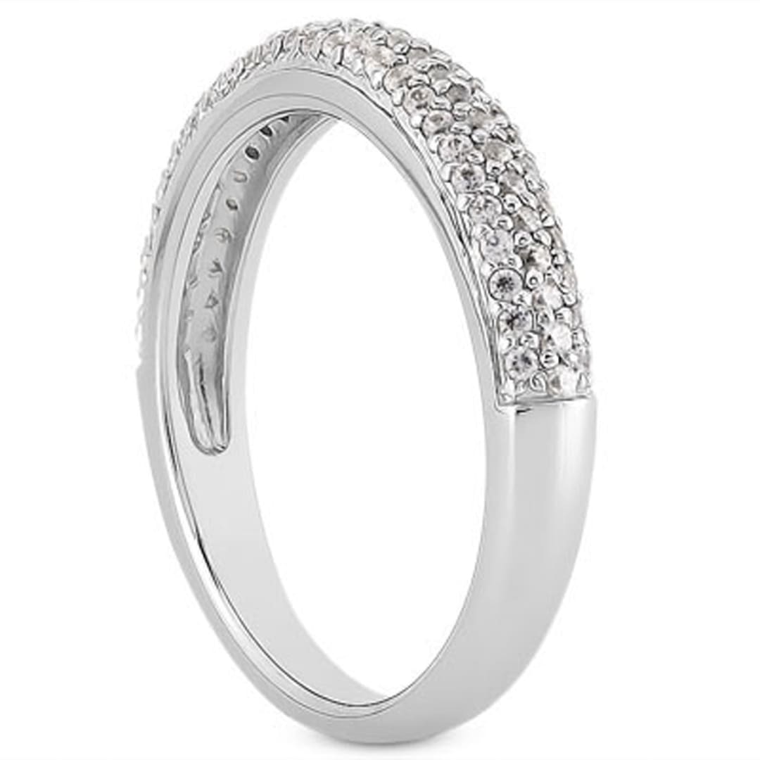 14k White Gold Triple Multi-Row Micro- Pave Diamond Wedding Ring Band | Richard Cannon