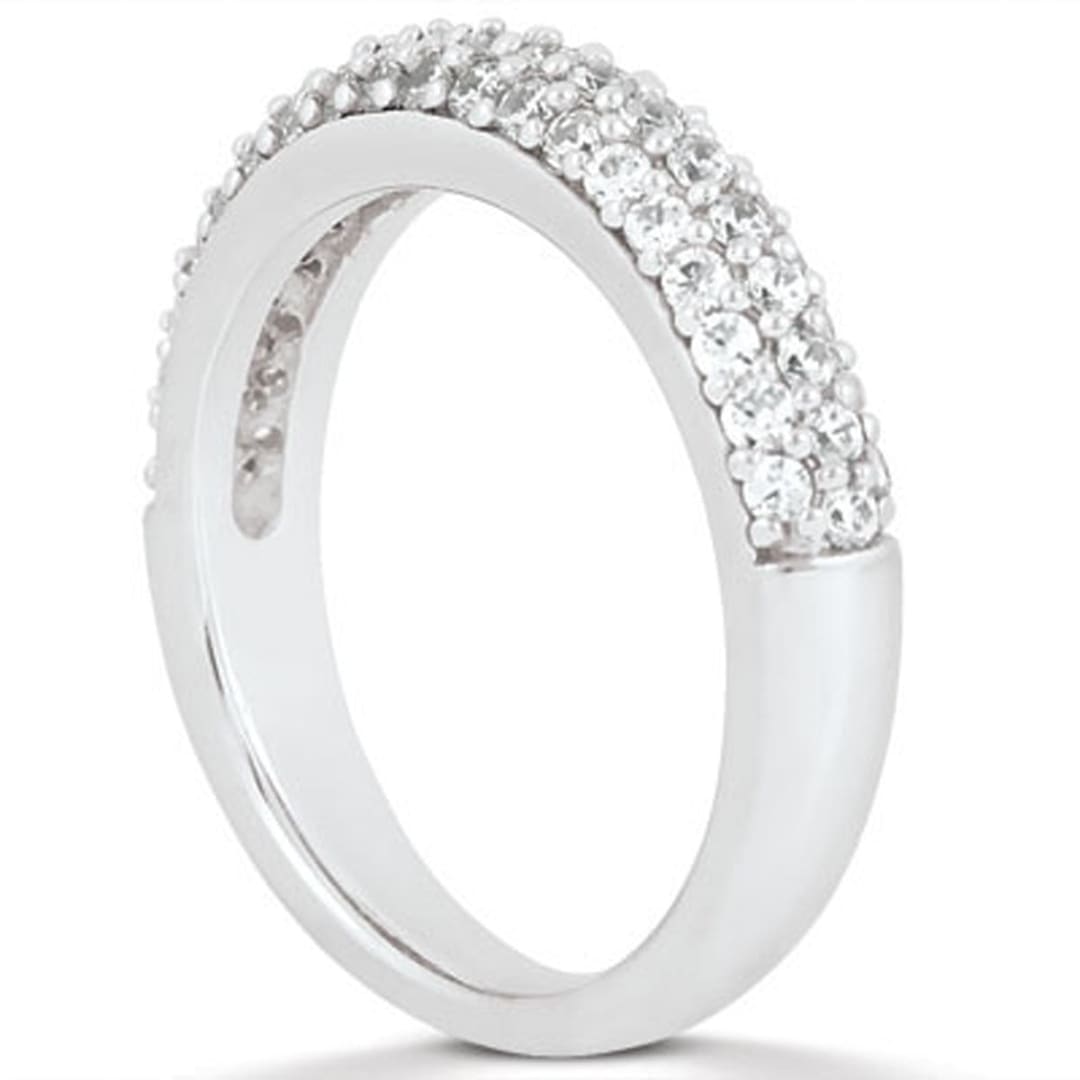 14k White Gold Triple Multi-Row Micro- Pave Diamond Wedding Ring Band | Richard Cannon