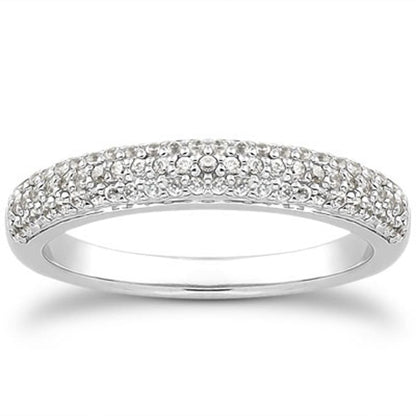 14k White Gold Triple Multi-Row Micro- Pave Diamond Wedding Ring Band | Richard Cannon