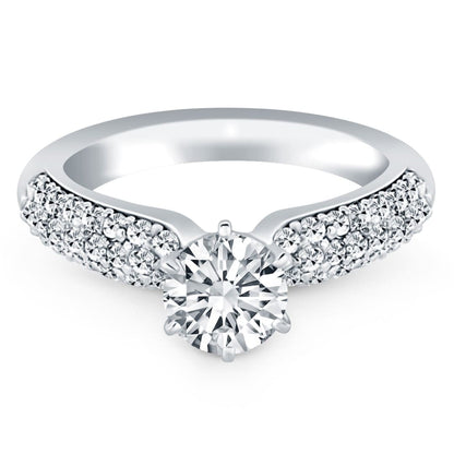 14k White Gold Triple Row Pave Diamond Engagement Ring | Richard Cannon Jewelry