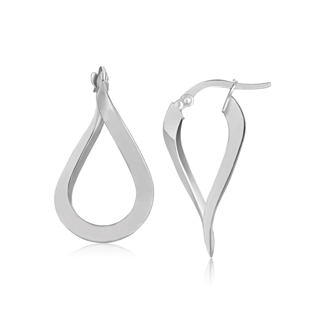 14k White Gold Twisted Freeform Hoop Earrings | Richard Cannon Jewelry