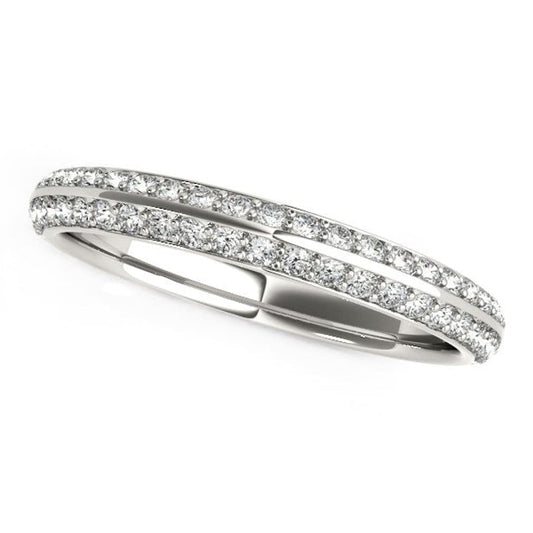 14k White Gold Two-Row Pave Set Diamond Wedding Band (1/4 cttw) | Richard Cannon Jewelry