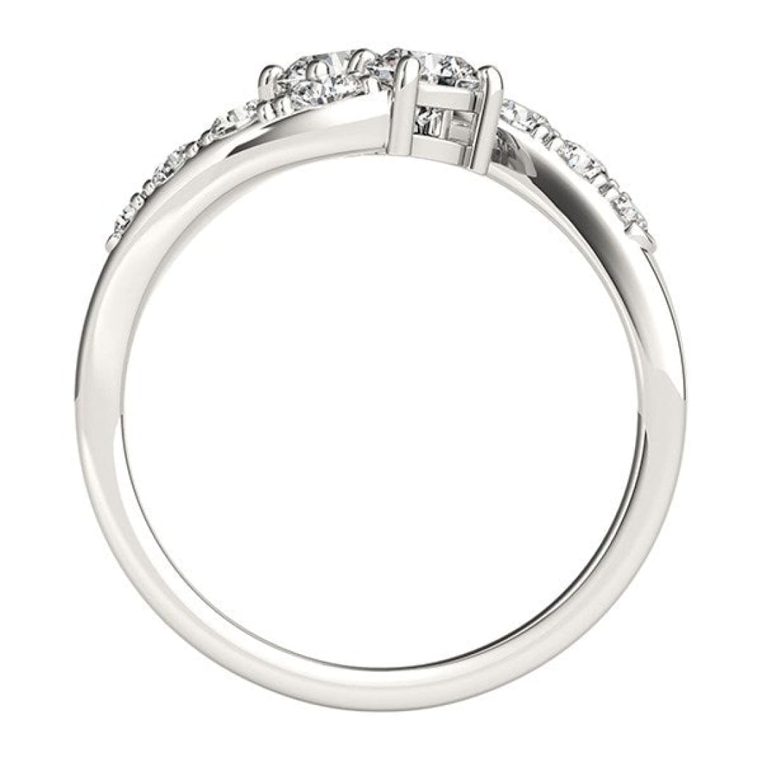 14k White Gold Two Stone Overlap Design Diamond Ring (1 cttw) | Richard Cannon Jewelry