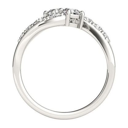 14k White Gold Two Stone Overlap Design Diamond Ring (1 cttw) | Richard Cannon Jewelry