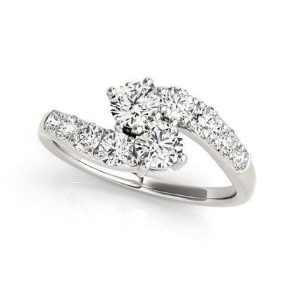 14k White Gold Two Stone Overlap Design Diamond Ring (1 cttw) | Richard Cannon Jewelry