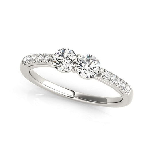 14k White Gold Two Stone Round Diamond Ring (5/8 cttw) | Richard Cannon Jewelry