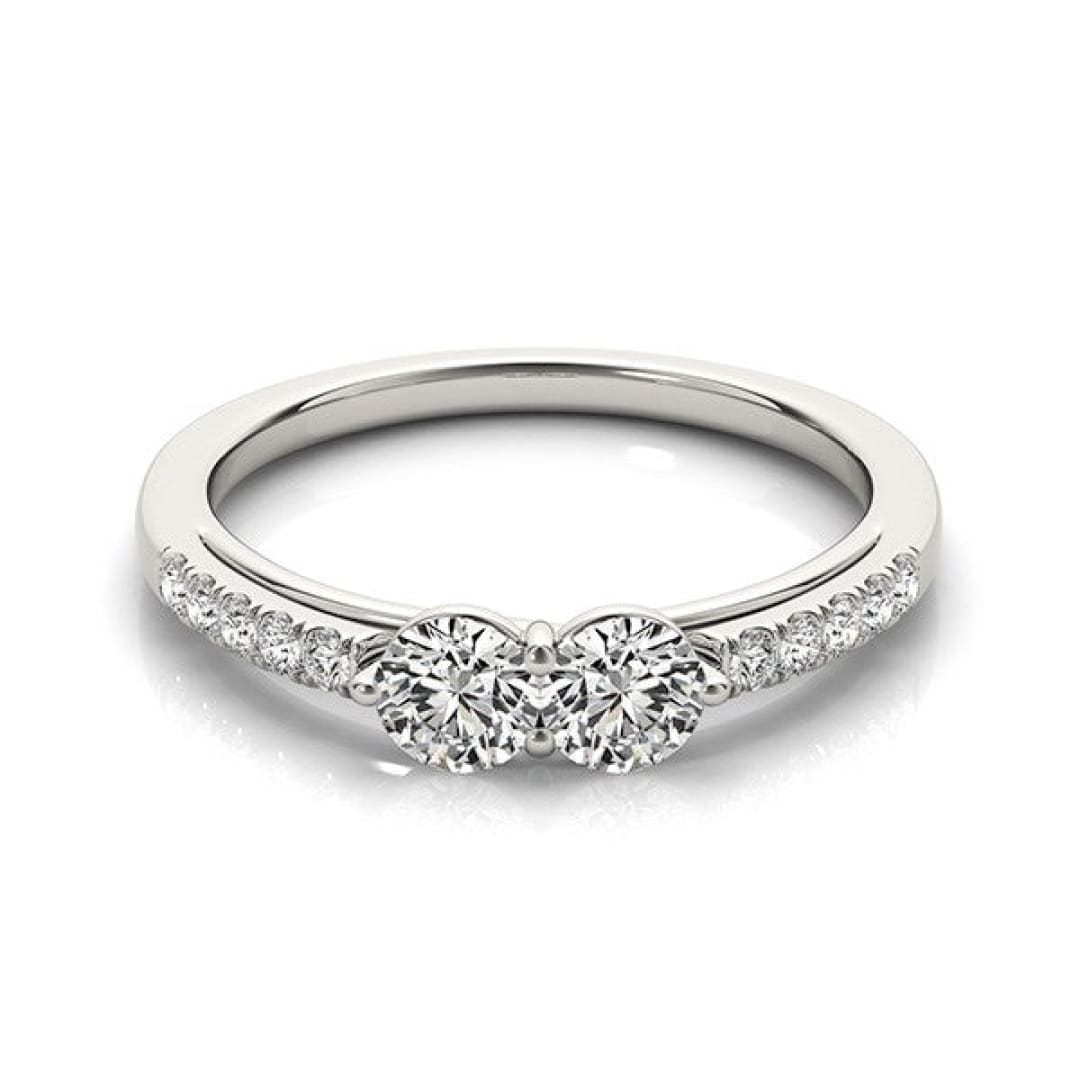 14k White Gold Two Stone Round Diamond Ring (5/8 cttw) | Richard Cannon Jewelry